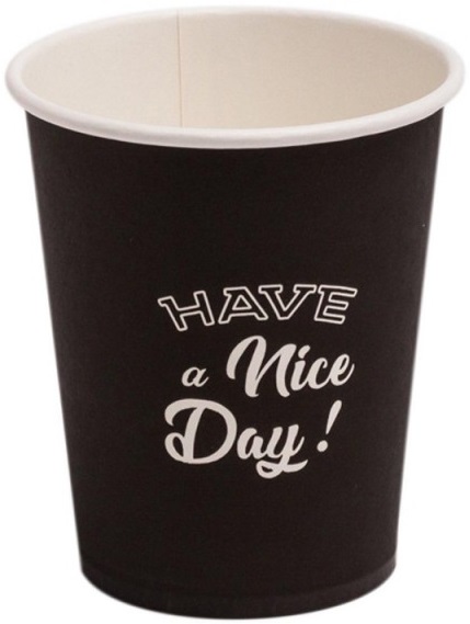 Бумажный стакан для горячих напитков 250 мл черный Nice Day фото