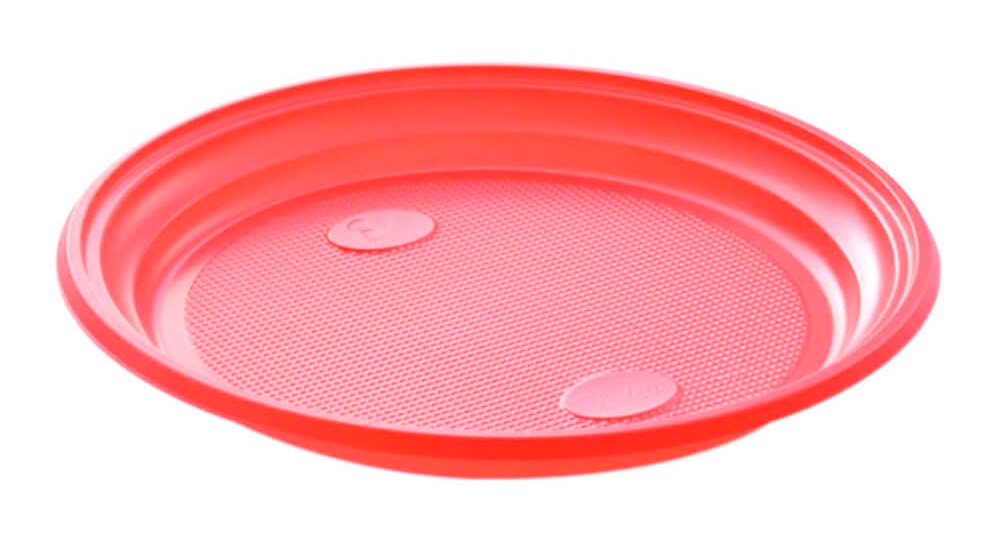 Тарелка пластиковая ЧП d205 красная фото