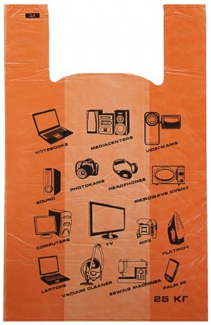Пакет-майка «Техника» оранжевый 40х63 см 22 мкм фото